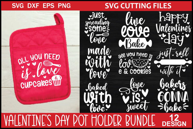 Valentine’s Day Pot Holder SVG Bundle SVG md faruk hossain 