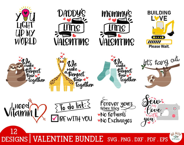 Valentines day quotes bundle SVG,PNG,DXF,sloth hug love svg SVG Redearth and gumtrees 