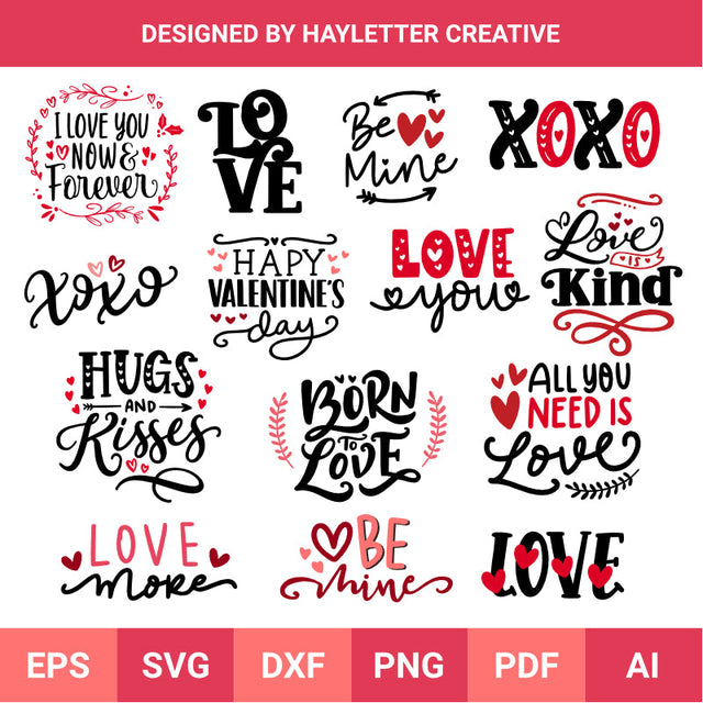 Valentines Day Quotes Svg Bundle 1 SVG Hayletter Creative 