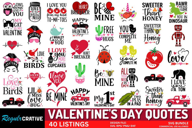 Valentine's Day Quotes Svg Bundle SVG Regulrcrative 