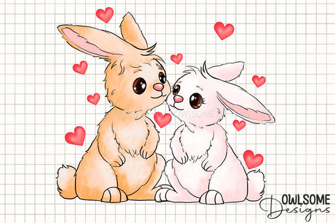 Valentine's Day Rabbit Couple Love PNG Design Sublimation Owlsome.Designs 