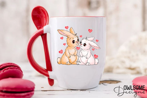 Valentine's Day Rabbit Couple Love PNG Design Sublimation Owlsome.Designs 