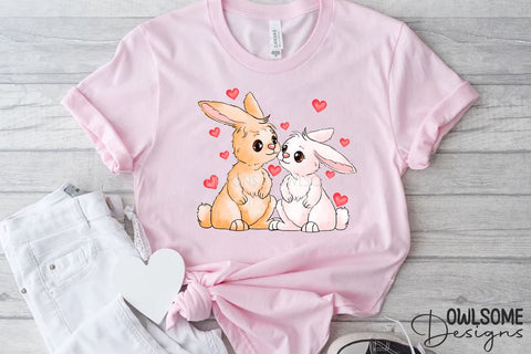 Valentine's Day Rabbit Couple Love PNG Design Sublimation Owlsome.Designs 