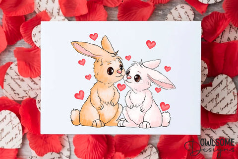 Valentine's Day Rabbit Couple Love PNG Design Sublimation Owlsome.Designs 