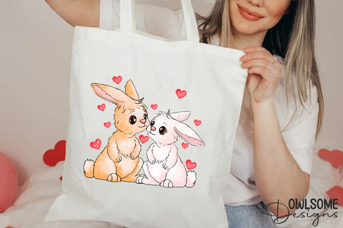 Valentine's Day Rabbit Couple Love PNG Design Sublimation Owlsome.Designs 