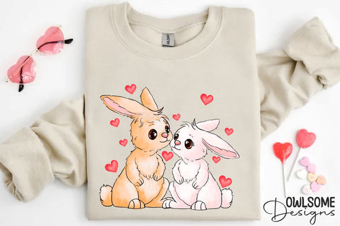 Valentine's Day Rabbit Couple Love PNG Design Sublimation Owlsome.Designs 