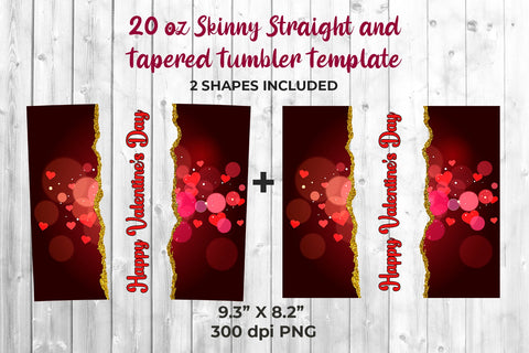 Valentine's Day Red Hearts Tumbler Sublimation Design Sublimation Sublimatiz Designs 