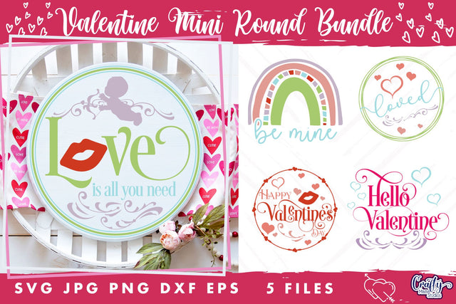 Valentine's Day Round Sign Bundle | February Love Svg SVG Crafty Mama Studios 