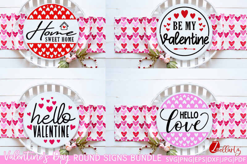 Valentine's Day Round Signs Bundle | Valentine SVG Cut Files SVG zoellartz 
