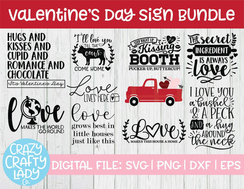 Valentine's Day Sign Bundle SVG Crazy Crafty Lady Co. 