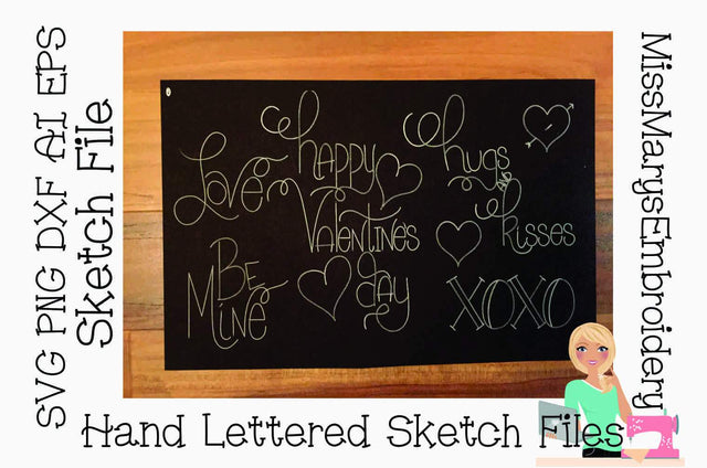 Valentine's Day Sketch File Set | Foil Quill | Drawing Sketch DESIGN MissMarysEmbroidery 