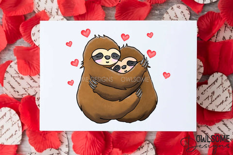 Valentine's Day Sloth Couple Love PNG Sublimation Owlsome.Designs 