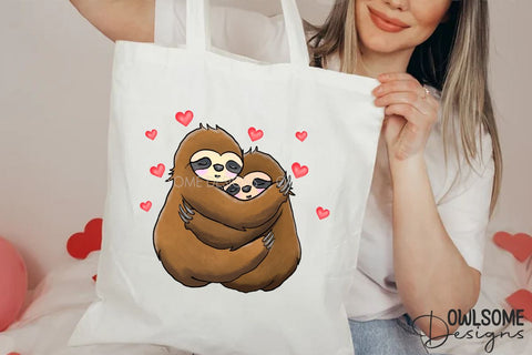 Valentine's Day Sloth Couple Love PNG Sublimation Owlsome.Designs 
