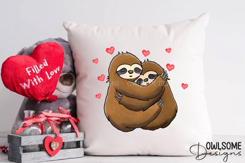 Valentine's Day Sloth Couple Love PNG Sublimation Owlsome.Designs 