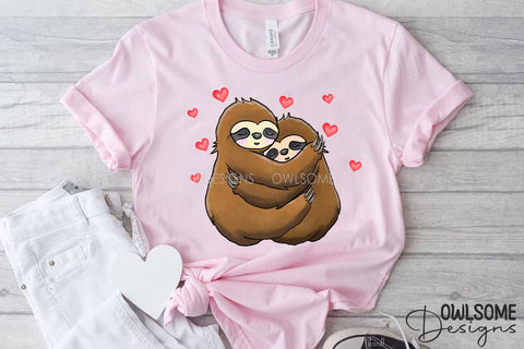 Valentine's Day Sloth Couple Love PNG Sublimation Owlsome.Designs 