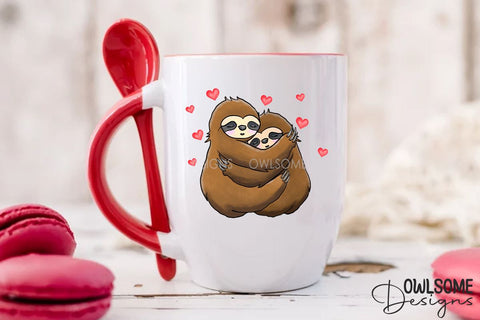 Valentine's Day Sloth Couple Love PNG Sublimation Owlsome.Designs 