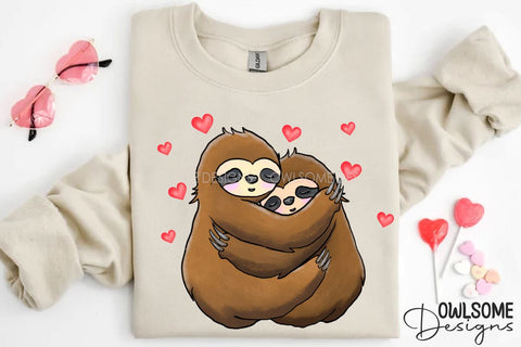 Valentine's Day Sloth Couple Love PNG Sublimation Owlsome.Designs 