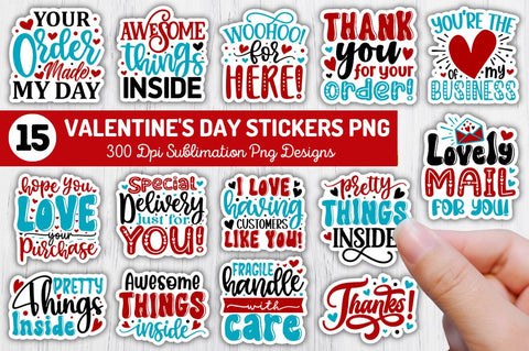 Valentine's Day Small Business Stickers Bundle Sublimation Regulrcrative 