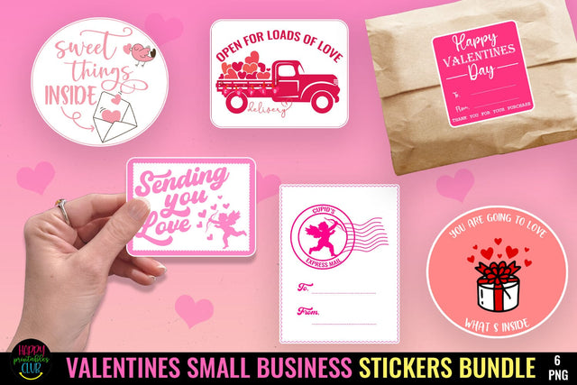 Valentine's Day Small Business Stickers I Thank You Stickers SVG Happy Printables Club 