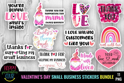 Valentine's Day Small Business Stickers- Valentines Day PNG SVG Happy Printables Club 