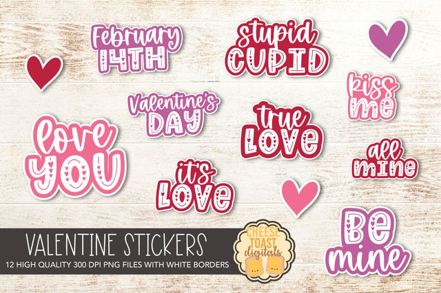 Valentine's Day Sticker Bundle | 12 Designs SVG Cheese Toast Digitals 
