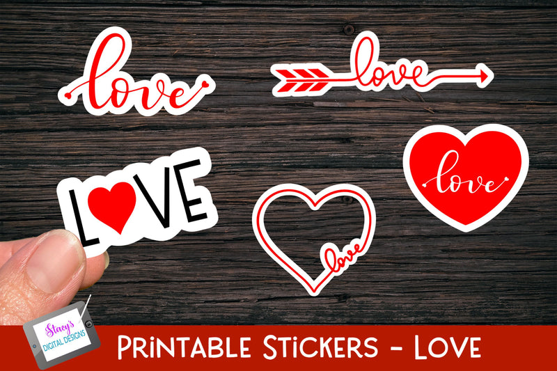 Valentine's Day Stickers - 5 Love Stickers SVG Stacy's Digital Designs 