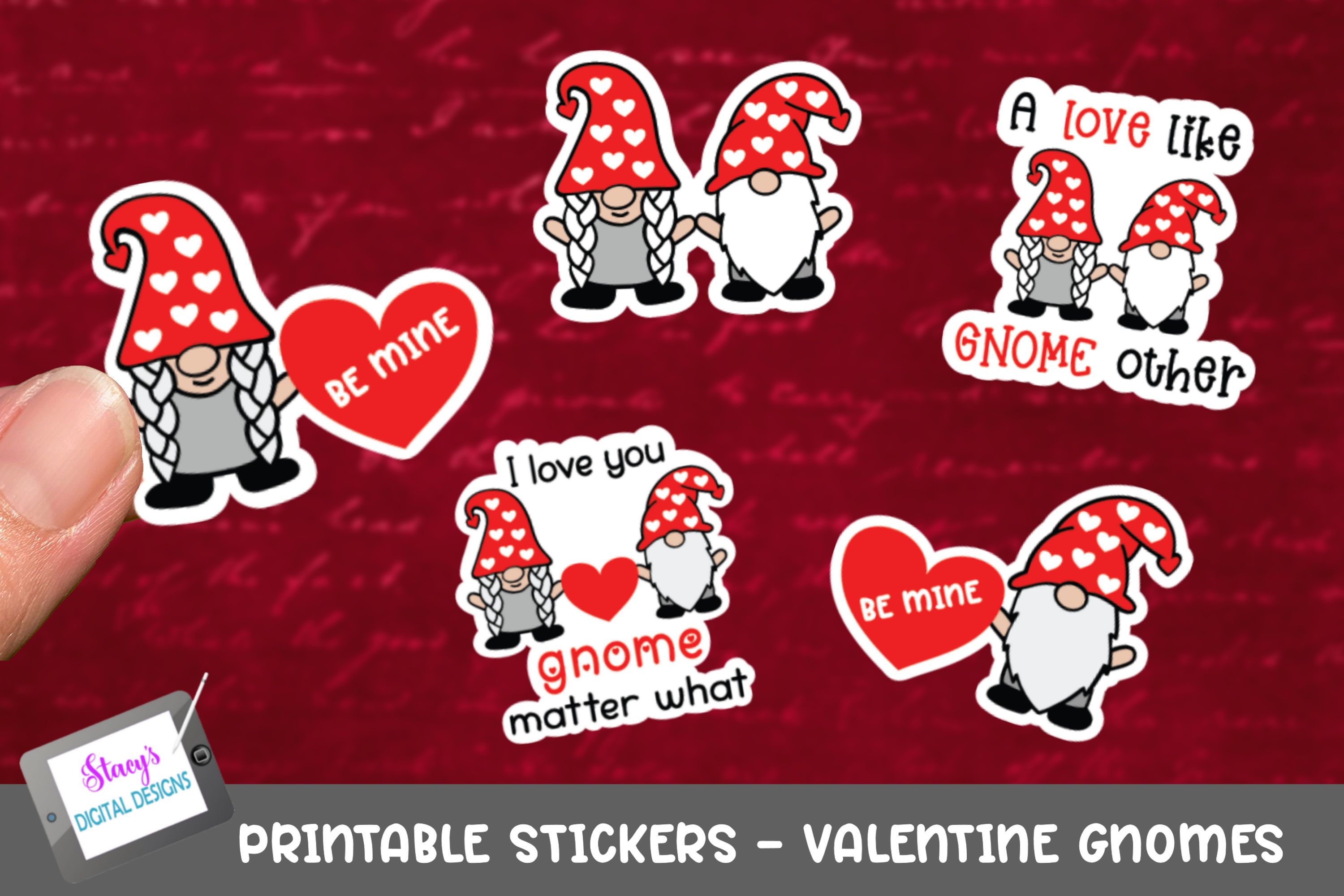 Gnomes Stickers. Christmas Stickers. Stickers Printable PNG By