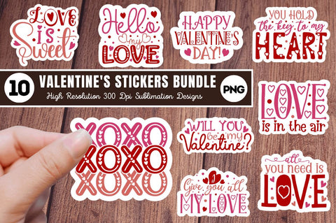 Valentine's Day Stickers Bundle Sublimation Regulrcrative 
