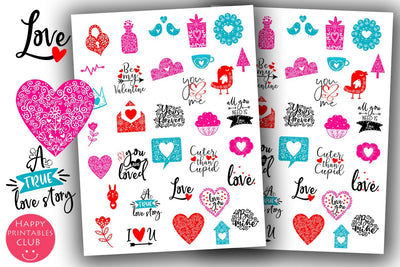 Valentines Day Stickers Cute- Love Planner Stickers SVG Happy Printables Club 