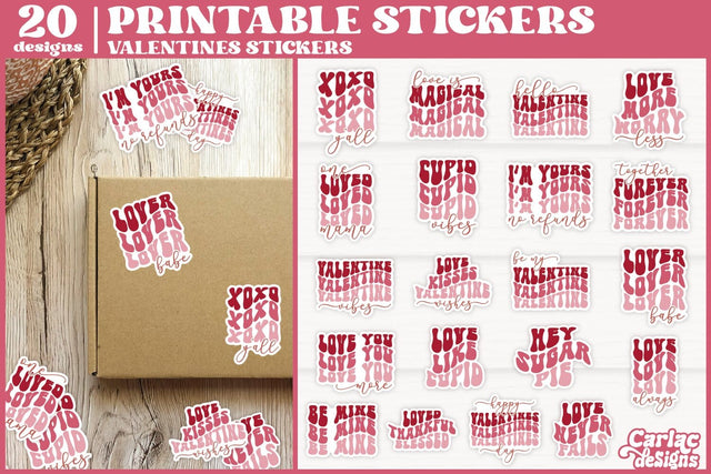 Valentines Day Stickers | Groovy Valentine's Day Stickers Sublimation Carla C Designs 