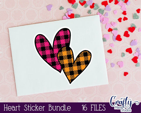 Valentine's Day Stickers, Heart - Patterned Hearts - Valentine SVG Crafty Mama Studios 