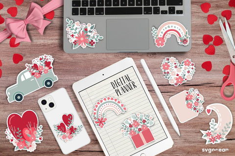 Valentine's Day Stickers | Printable | Digital planner SVG SvgOcean 