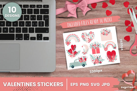 Valentine's Day Stickers | Printable | Digital planner SVG SvgOcean 