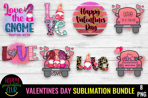 Valentines Day Sublimation Bundle- Valentine Sublimation PNG Sublimation Happy Printables Club 