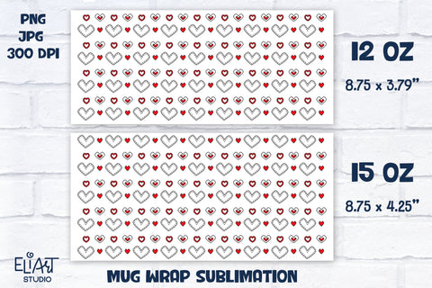 Valentines Day Sublimation, Hearts Full Mug Wrap, Love Mug Sublimation. Sublimation Elinorka 