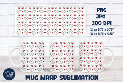 Valentines Day Sublimation, Hearts Full Mug Wrap, Love Mug Sublimation. Sublimation Elinorka 