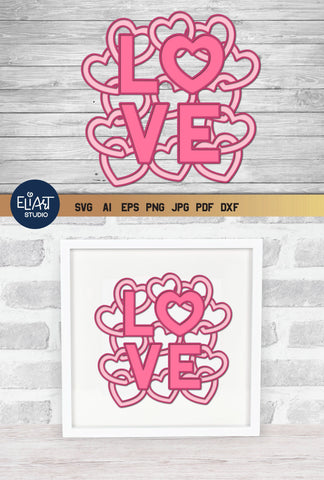 Valentines Day SVG, 3D Layered Heart SVG, 3 Layers. 3D Paper Elinorka 