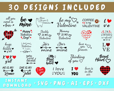 Valentine's Day SVG Bundle - 30 Designs SVG HappyDesignStudio 