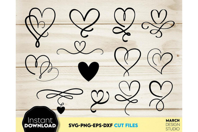 Valentines Day SVG Bundle, Heart Bundle SVG, Love SVG, Hand Drawn Hearts Bundle SVG, PNG SVG March Design Studio 