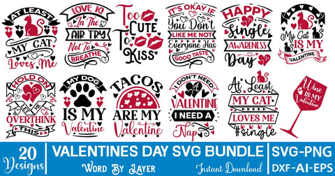 Valentines Day SVG Bundle SVG SVGs,Quotes and Sayings,Food & Drink,On Sale, Print & Cut SVG DesignPlante 503 