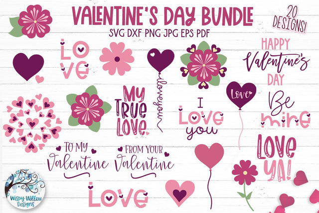 Valentine's Day SVG Bundle SVG Wispy Willow Designs 
