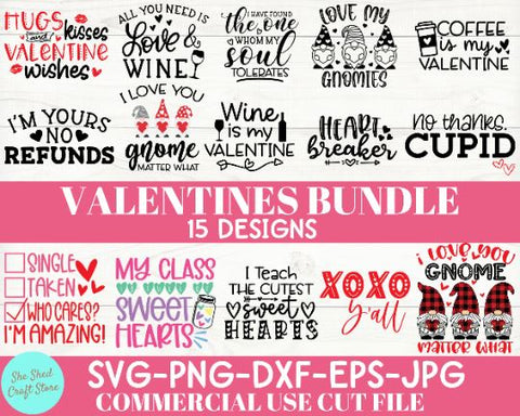 Valentines Day SVG Bundle | Valentine's Day Designs | Happy Valentines Day SVG She Shed Craft Store 