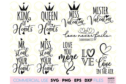 Valentines Day SVG Bundle, Valentines Day Hearts SVG, Happy Valentines Day SVG SVG March Design Studio 