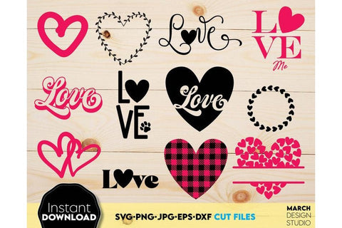 Valentines Day SVG Bundle, Valentines Day Hearts SVG, Happy Valentines Day SVG SVG March Design Studio 