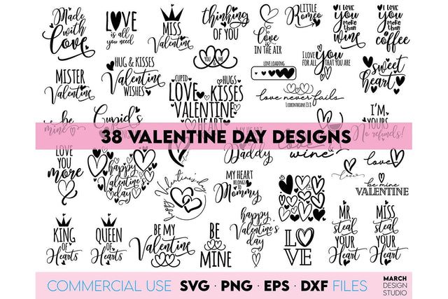 Valentines Day SVG Bundle, Valentines Day Hearts SVG, Happy Valentines Day SVG SVG March Design Studio 