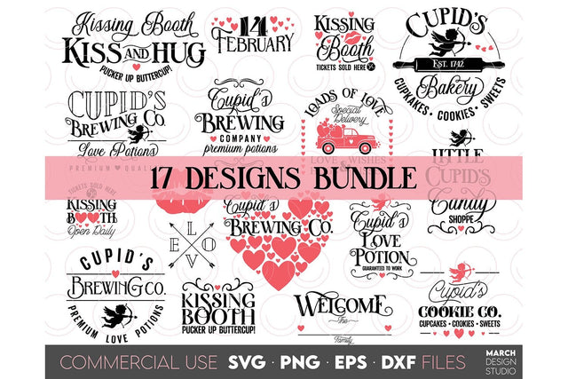 Valentines Day SVG Bundle, Valentines Day Hearts SVG, Happy Valentines Day SVG SVG March Design Studio 