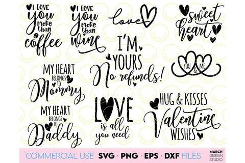Valentines Day SVG Bundle, Valentines Day Hearts SVG, Happy Valentines Day SVG SVG March Design Studio 
