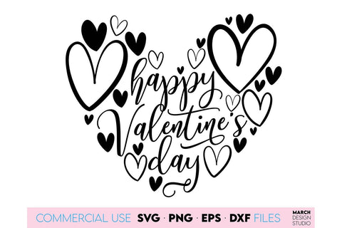 Valentines Day SVG Bundle, Valentines Day Hearts SVG, Happy Valentines Day SVG SVG March Design Studio 