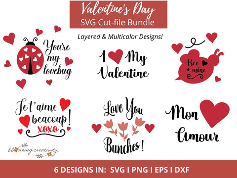 Valentine's Day SVG Bundle, Valentines Day SVGS, Valentines Die Cut Files in SVG, EPS, PNG, DXF SVG Alexis Glenn 
