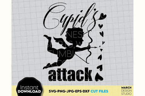 Valentines Day SVG Cupid Arrow SVG, Cupid Heart SVG, Stupid Cupid SVG, Cupid Attack SVG SVG March Design Studio 
